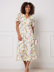 M&Co Natural Mesh Wrap Dress - Image 1 of 5