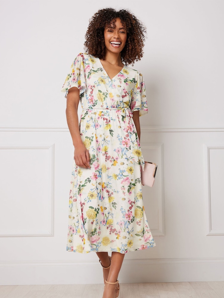 M&Co Natural Mesh Wrap Dress - Image 1 of 5