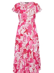 Yours Curve Pink Crinkle Throw On Smock Dress - Image 5 of 5
