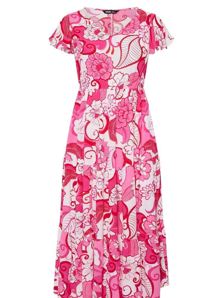 Yours Curve Pink Crinkle Throw On Smock Dress - Image 5 of 5