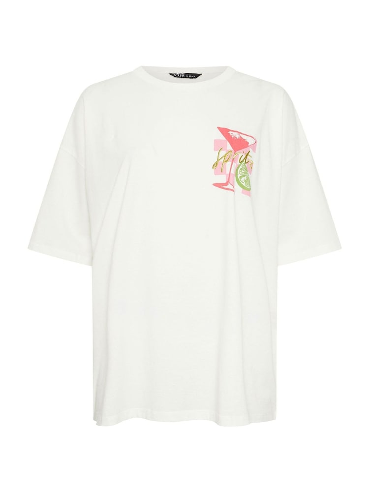 Yours Curve Pink Oversized Boxy 100% Cotton T-Shirt - Image 6 of 7