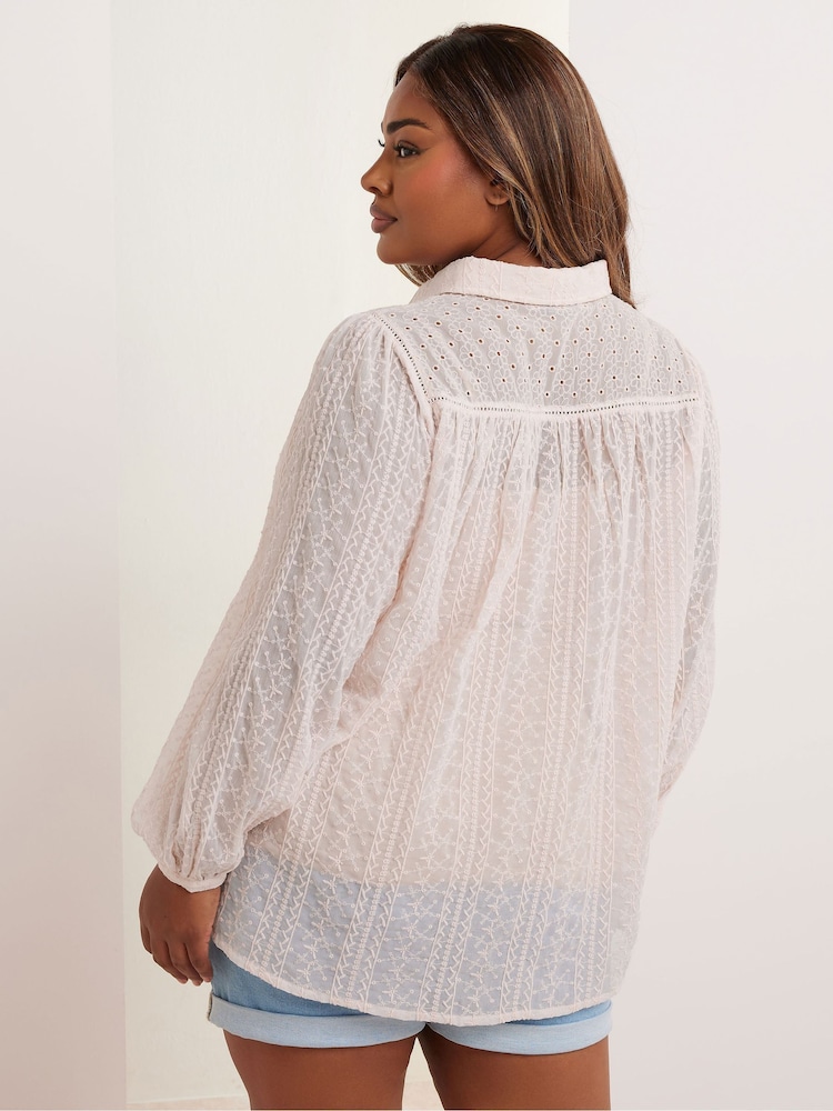 Yours Curve Pink Embroidered Blouse - Image 2 of 5