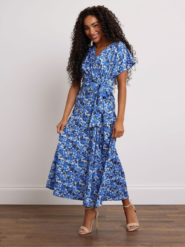 M&Co Blue Petite Side Twist Dress - Image 1 of 6