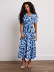M&Co Blue Petite Side Twist Dress - Image 2 of 6
