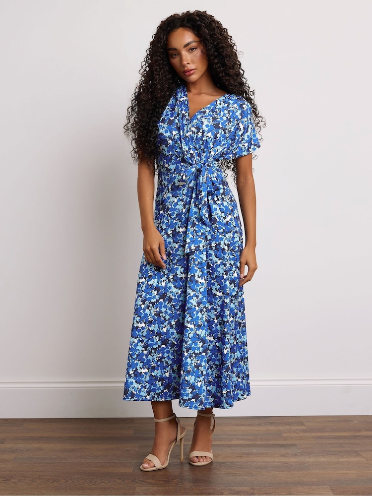 M&Co Blue Petite Side Twist Dress - Image 2 of 6