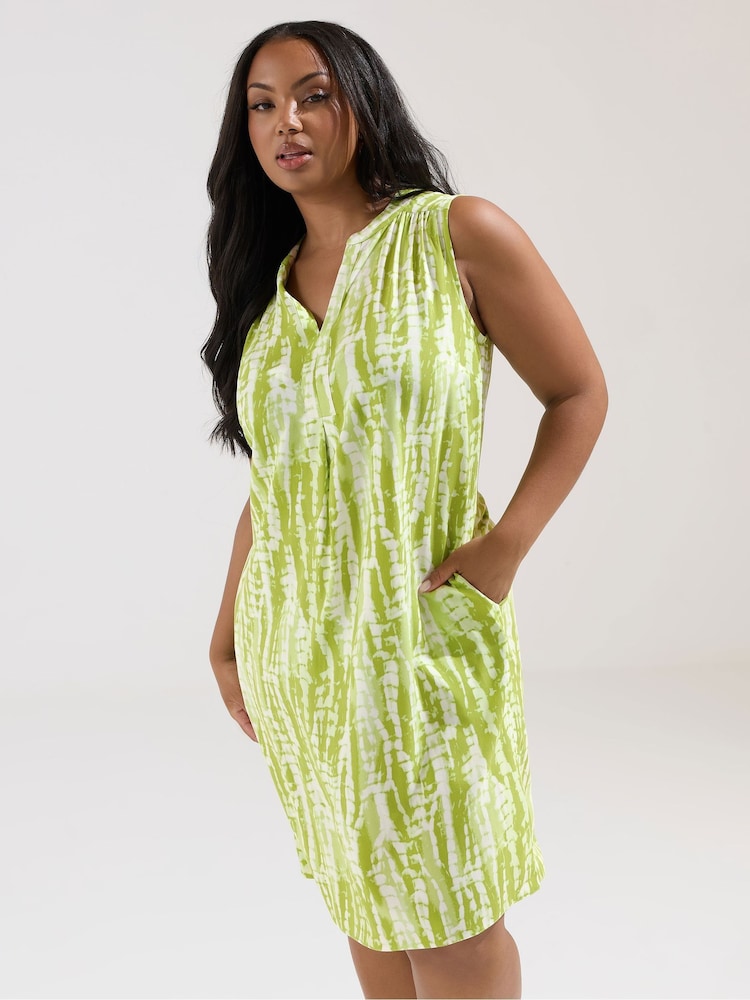 Yours Curve Green Notch Neck Sleeveless Dress - Image 1 of 5