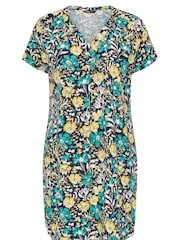 Yours Curve Blue Notch Neck Tunic Dress - Image 5 of 5