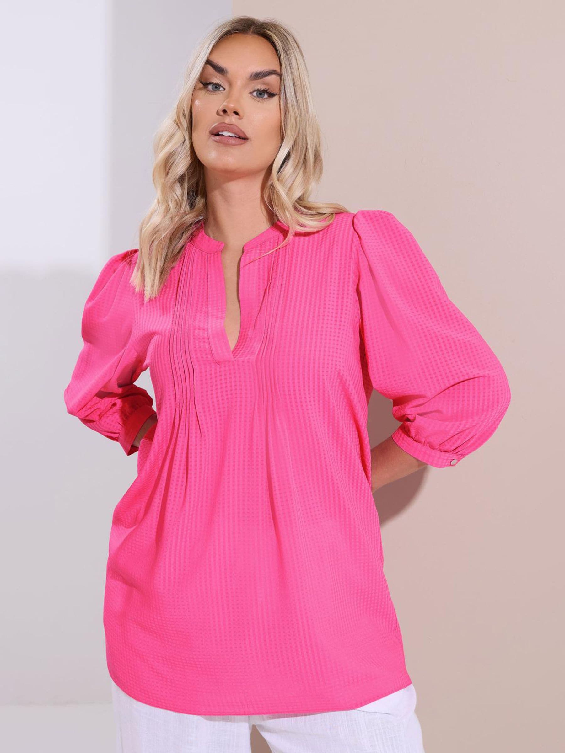 Yours Curve Women's Pink Button Detail Blouse