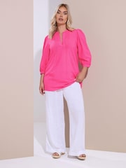 Yours Curve Pink Button Detail Blouse - Image 2 of 5