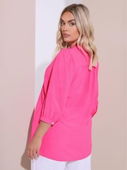 Yours Curve Pink Button Detail Blouse - Image 3 of 5