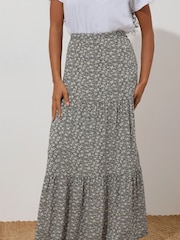 M&Co Black Petite Tiered Maxi Skirt - Image 1 of 5