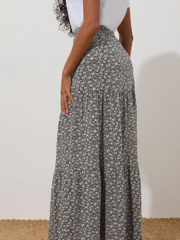 M&Co Black Petite Tiered Maxi Skirt - Image 2 of 5