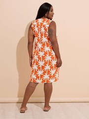 Yours Curve Orange Notch Neck Sleeveless Dress - Image 3 of 5