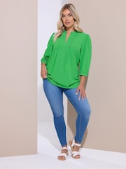 Yours Curve Green Button Detail Blouse - Image 2 of 5