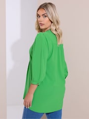 Yours Curve Green Button Detail Blouse - Image 3 of 5