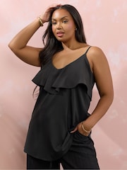 Yours Curve Black Frilled Cami - Image 1 of 8