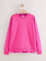 Magenta Pink Supersoft Peached Essentials Crew Neck Seam Detail Sweatshirt - Image 5 of 7