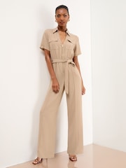 Lipsy Short Sleeve Utility Jumpsuit - Imagen 1 de 4