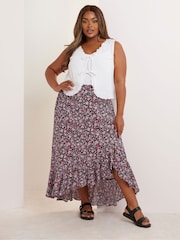 Yours Curve Pink Ruffle Skirt - Image 1 of 5