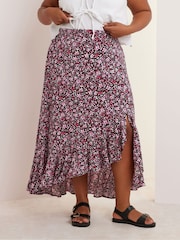 Yours Curve Pink Ruffle Skirt - Image 2 of 5