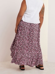 Yours Curve Pink Ruffle Skirt - Image 3 of 5