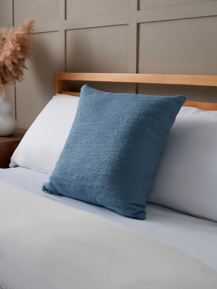 BHS Blue Textured Slub Cushion - Image 1 of 5