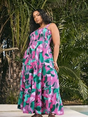 Yours Curve Pink Shirred Maxi Dress - Image 2 of 3