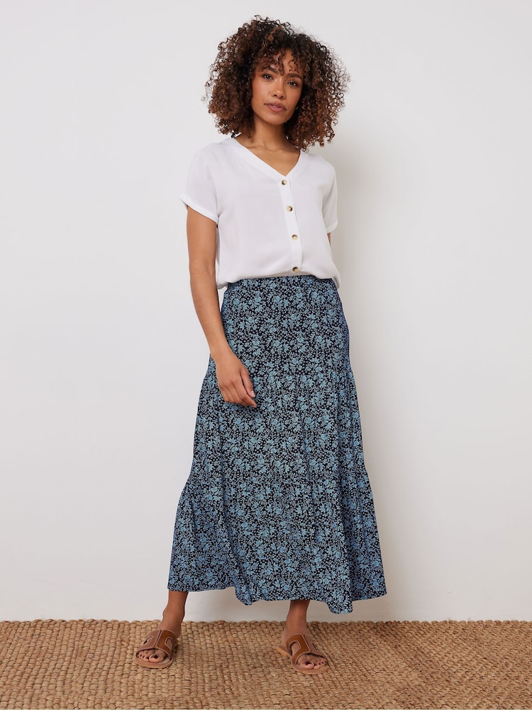 M&Co Blue Tiered Maxi Skirt - Image 2 of 4