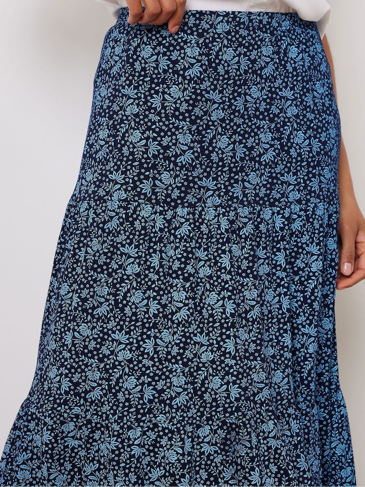 M&Co Blue Tiered Maxi Skirt - Image 4 of 4