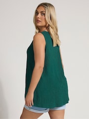 Yours Curve Green Texture V-Neck Swing Vest - Image 3 of 5