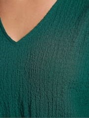 Yours Curve Green Texture V-Neck Swing Vest - Image 4 of 5
