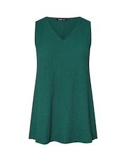 Yours Curve Green Texture V-Neck Swing Vest - Image 5 of 5