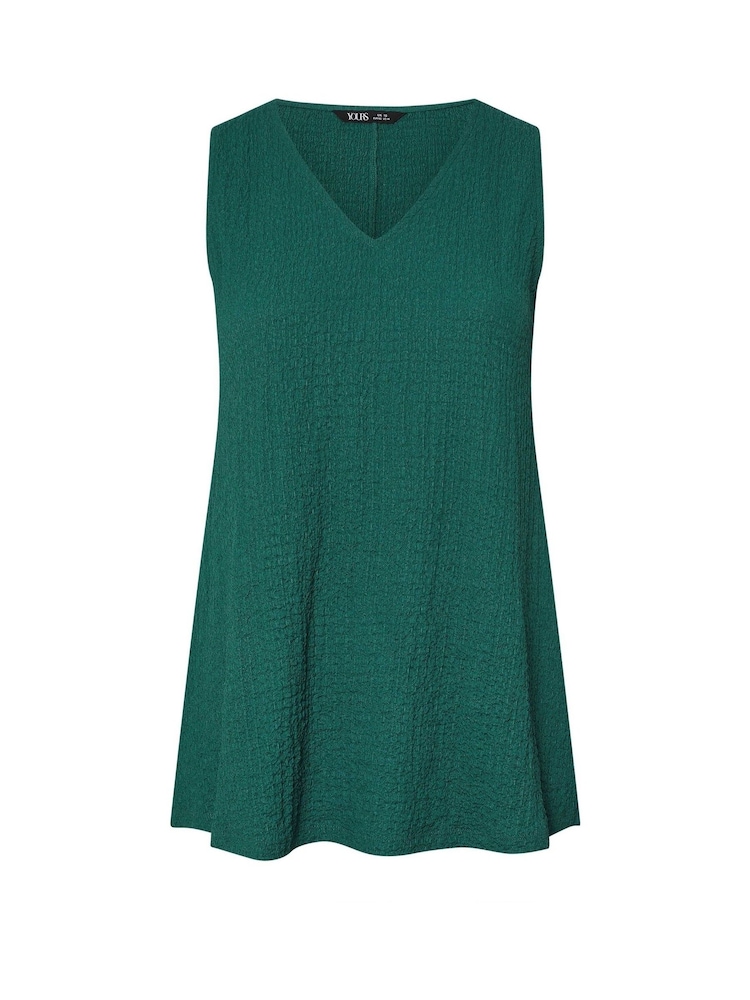 Yours Curve Green Texture V-Neck Swing Vest - Image 5 of 5