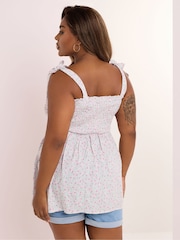 Yours Curve Pink Shirred Cami - Image 2 of 4