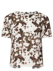 PixieGirl Petite Brown Tie Back Cow Print Top - Image 6 of 6