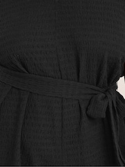 Negro - Yours Curve Tie Waist Textured Jumpsuit - Imagen 5 de 5