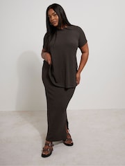 Yours Curve Brown Textured Swing Top - Image 2 of 6