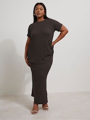 Yours Curve Brown Textured Swing Top - Image 3 of 6
