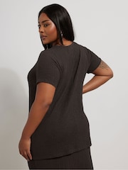 Yours Curve Brown Textured Swing Top - Image 4 of 6