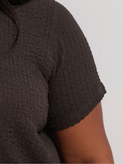 Yours Curve Brown Textured Swing Top - Image 5 of 6