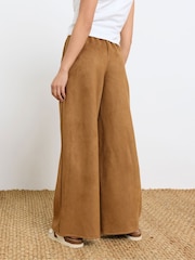 PixieGirl Petite Brown Suedette Wide Leg Trousers - Image 3 of 5