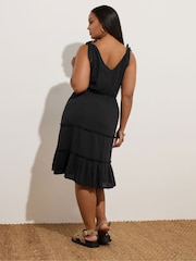 Yours Curve Black Tiered Throw On Dress - Image 2 of 5