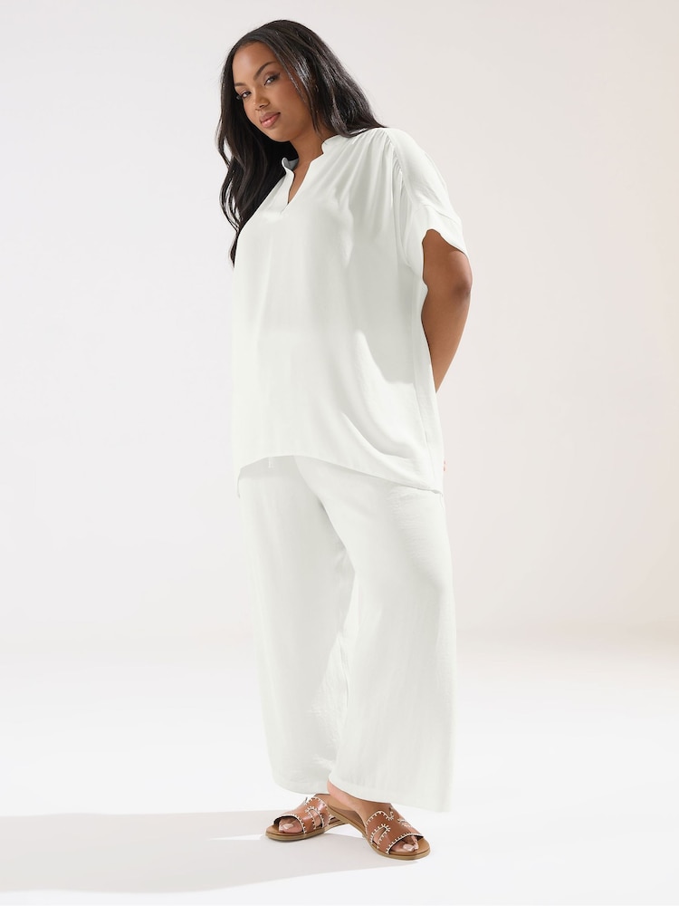 Yours Curve White V-Neck Co-Ord Top - Image 2 of 5
