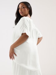 Yours Curve White V-Neck Co-Ord Top - Image 3 of 5