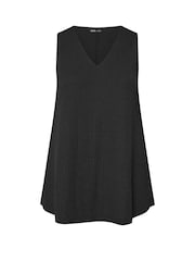 Yours Curve Black Texture V-Neck Swing Vest - Image 4 of 5