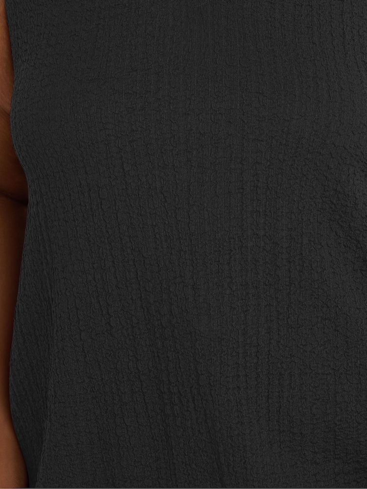 Yours Curve Black Texture V-Neck Swing Vest - Image 5 of 5