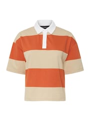 Оранжевый - PixieGirl Petite Short Sleeve Stripe Rugby 100% Cotton Shirt - Image 5 of 5