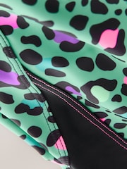 Turkizno modra z živalskim vzocem - Športne kopalke z odprtim hrbtom (3-16let) - Slika 3 iz 4