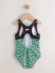 Turquoise Blue Animal Sports Open Back Swimsuit (3-16yrs) - Image 5 of 7