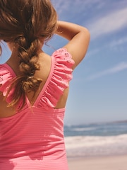 Pink Broderie Frill Swimsuit (3-16yrs) - Image 5 of 9